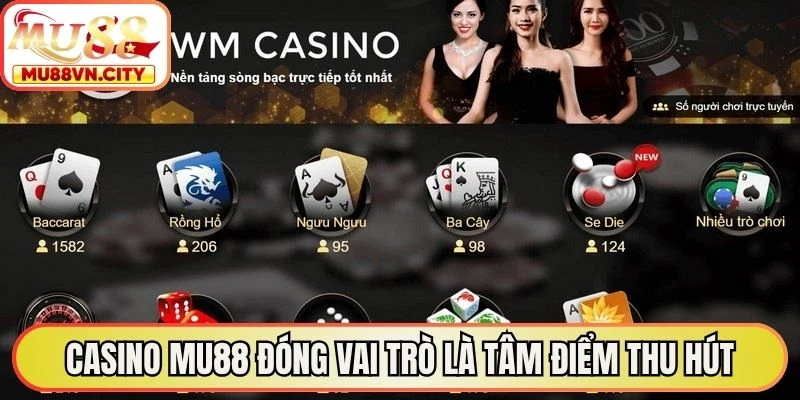 Casino MU88 đóng vai trò là tâm điểm thu hút đông đảo cộng đồng cược thủ